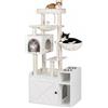 Relaxdays tiragraffi con mobile lettiera e stazione ciotole, legno bianco