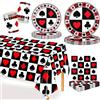 MORAINJAY 97 Pezzi Set Stoviglie Casino | Piatti Carta, Bicchieri E Tovaglioli, Decorazioni Da Tavola Per Feste Di Compleanno
