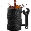 ZONSUSE Tazza Pneumatici Divertente, Mug da Caffè a Tema Auto, in Stile Meccanico Industriale, Regali Originali per Uomo, Donne, Appassionati di Auto 500ml (con Manico Dritto di Chiave Inglese)