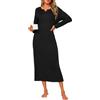 Jahetuul Camicia da Notte Donna Manica Lunga Camice Notte Scollo a V