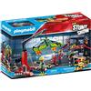 PLAYMOBIL Air Stunt Show 70834 Officina Riparazioni con Gru, Officina Giocattolo per Aeroplani, Giocattoli per Bambini dai 5 Anni
