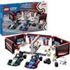 LEGO City Garage con Monoposto Mercedes-AMG e Alpine F1, Auto da Corsa Giocattolo con 2 Minifigure di Piloti e 4 Meccanici, Regalo per Bambini e Adulti Fan delle Macchine Giocattolo da Formula 1 60444