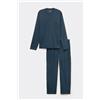 Intimissimi Pigiama Lungo In Cotone Mercerizzato Filo Premium Blu