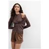 Intimissimi Cardigan A Costine In Cotone Lamè Marrone