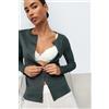 Intimissimi Cardigan A Costine In Cotone Lamè Verde