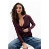 Intimissimi Cardigan A Costine In Cotone Lamè Rosso