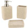 Tendance - Set di Dispenser e portasapone rettangolari in poliresina con Effetto Sabbia - Naturale - Bagno - Accessorio da Bagno Indipendente