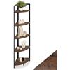tectake® Scaffale ad Angolo, Stile Industriale, Metallo e Legno, Libreria Design, Scaffale Salvaspazio, 5 Ripiani Arrotondati, Scaffalatura Moderna - 30 x 30 x 150 cm, Industriale Scuro
