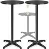 tectake® Set x2 Tavolino da Bistrot 2in1 Ø60 cm, 2x Tavolo Alto o Tavolo Pranzo, 2 Altezze, Pieghevole, Struttura in Alluminio, Piano MDF, Capacità 60 kg, Base in Cemento - Nero