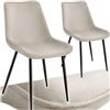 tectake® Set 2 Sedie Sala da Pranzo Effetto Velluto, Sedie Soggiorno con Morbida Imbottitura, Seduta Ergonomica, Poltrone Velluto Versatili, Sedie Design Moderno - Crema