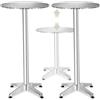 tectake® Set x2 Tavolino da Bistrot 2in1 Ø60 cm, 2x Tavolo Alto o Tavolo Pranzo, 2 Altezze, Pieghevole, Struttura in Alluminio, Piano MDF, Capacità 60 kg, Base in Cemento - Argento
