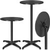tectake® Tavolino da Bistrot 2in1 Ø60 cm, Tavolo Alto o Tavolo Pranzo, 2 Altezze, Pieghevole, Struttura in Alluminio, Piano MDF, Capacità 60 kg, Base in Cemento - Nero