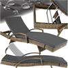 tectake® Lettino Prendisole in Rattan, Struttura in Alluminio, Schienale Regolabile, Cuscino lettino Imbottito Incluso, Lettino Ideale per Giardino, Piscina e Terrazza, Portata 150 kg - Naturale
