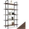 tectake® Scaffale Glasgow Industrial 106 x 34,5 x 179,5 cm, Libreria Verticale, 5 Ripiani con belle venature, Libreria Portaoggetti, Montaggio Semplice e Rapido, Biblioteca - Legno Industriale Scuro