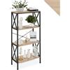 tectake® Libreria, scaffale in legno e metallo, design industriale, 4 ripiani con barre a X, mobile libreria da parete, scaffale ufficio e soggiorno - 61,5x31,5x133,5 cm - Legno industriale chiaro