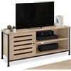 tectake® Mobile TV Galway, 110 x 41,5 x 50,5 cm, Mobile Soggiorno Stile industriale, ideale TV 50 pollici, mobiletto 2 ripiani e 1 scomparto chiuso, fori per cavi televisore - Legno Chiaro e Acciaio