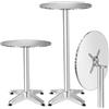 tectake® Tavolino da Bistrot 2in1 Ø60 cm, Tavolo Alto o Tavolo Pranzo, 2 Altezze, Pieghevole, Struttura in Alluminio, Piano MDF, Capacità 60 kg, Base in Cemento - Argento