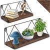 tectake® Mensole Sospese, 2 Pezzi, Mensole Industrial, Mensole Legno, Salvaspazio, Mensole da Parete, Consolle Sospesa, Arredo Casa, Mensole Moderne - Industriale Scuro