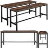 tectake® Set con 2 Panche, Design Lineare, 108x32,5x50 cm, Telaio in Acciaio, Piano in Legno, Panche Da Esterno e Interno, Regolabili, Panca per Tavolo Birreria - Legno Industriale Scuro, Rustico