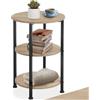 tectake® Tavolino Salotto Versatile 40x61cm, Tavolino da Salotto Tondo 3 Ripiani, Mobile Soggiorno, Mobiletto Salvaspazio Camera, Ufficio, Soggiorno, Divano, Stile Industriale - Legno Chiaro