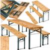 tectake® Set 3 Pezzi da Birreria, Tavolo e Panche da Esterno con Comodo Schienale, Struttura in Acciaio, Cerniere Robuste, Set da Giardino - Set da Birra Pieghevole, Tavolo 170 x 46 x 77 cm