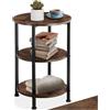 tectake® Tavolino Salotto Versatile 40x61cm, Tavolino da Salotto Tondo 3 Ripiani, Mobile Soggiorno, Mobiletto Salvaspazio Camera, Ufficio, Soggiorno, Divano, Stile Industriale - Legno Scuro
