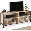 tectake® Credenza Cucina Versatile 147x41x60,5cm, 2 Scomparti con 2 Ripiani Regolabili, Mobile TV ideale TV 65 pollici, Dispensa Salvaspazio o Libreria Bassa, Casa e Cucina - Legno Industriale Chiaro