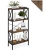 tectake® Libreria, scaffale in legno e metallo, design industriale, 4 ripiani con barre a X, mobile libreria da parete, scaffale ufficio e soggiorno - 61,5x31,5x133,5 cm - Legno industriale scuro