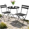 tectake® Set Bistrot Pieghevole Per 2 Persone con Telaio in Acciaio, Set Tavolo e Sedie Da Giardino, Tavolo con Sedie per Balcone e Terrazzo, Salottino da Esterno Design Elegante - Nero