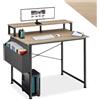 tectake® Scrivania 120x60x110cm con Ripiano rialzato per Monitor, Scrivania Gaming per Casa e Ufficio, Ideale Computer Portatile o Computer Fisso, Piedini Regolabili, Stile Industriale - Legno Chiaro