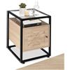 tectake 801091 Comodino Kidderminster, Lato superiore in vetro, Armadietto con porta magnetica e mensola (Industriale legno chiaro, rovere Sonoma)