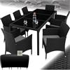 tectake® Set di Mobili Giardino, Set Sedie, 8 Sedie, 1 Tavolo, Cuscini Morbidi, Terrazza Esterni, Coperchio di Protezione, Arredo Giardino, Poli Rattan Arredamento - Nero/Grigio