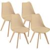 DEWINNER Sedie da sala da pranzo scandinave, sedia da ufficio retrò, seduta imbottita in faggio massiccio (Beige,4)