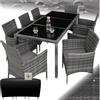 tectake® Set di Mobili Giardino, Set Sedie, 8 Sedie, 1 Tavolo, Cuscini Morbidi, Terrazza Esterni, Coperchio di Protezione, Arredo Giardino, Poli Rattan Arredamento - Grigio-Mélange/Grigio