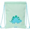 safta PRESCUCOLAR DINO - Zaino a sacco piatto Junior, ideale per bambini di diverse età, comodo e versatile, qualità e resistenza, 26 x 34 cm, Verde, M, Casual