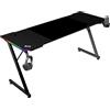Mars Gaming MARSGAMING MGD-X160RGB, Scrivania Gaming Ergonomica, Illuminazione ARGB con Telecomando, Fibra di Carbonio, Tappetino XXL, Supporto Cuffie e Bevande, Gestione Cavi, Scrivania Gaming 160x60cm, Nero