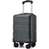 KONO Valigia trolley da viaggio in ABS + PC - Custodia rigida leggera con 4 ruote gemellate e lucchetto TSA, robusta valigetta per viaggi in aereo, affari e vacanze in famiglia, grigio., Ryanair