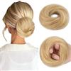 MY-LADY Topper Con Elastico Chignon Topper Elastico Con Capelli Liscio 100% Capelli Umani Veri, Acconciature Raccolte Extension Capelli per Donne Ragazze (#18P613 Biondo Cenere/biondo,30g)