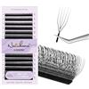 Natuhana 5D U Extension Ciglia 0.07mm C/D/L/LU Curl Forma U Ciglia Finte Ciuffetti Naturali Premade Fan Eyelash Extensions Volume Russo Professionale(Nero,0.07C,8-14mm)