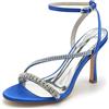 Yhsdfcn Sandali con Cinturino Cristalli Raso per Donna, Décolleté Eleganti con Strass per Matrimonio Cerimonia Festa Sera,Blu,40EU