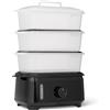 Amazon Basics Cottura a vapore elettrica Amazon Basics con 3 livelli, ideale per cucinare verdure, senza BPA, capacità 9L, 950W, colore nero