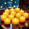 LQWELL Confezione da 12 candele tealight, candele LED con fiamma tremolante realistica, a batteria, giallo caldo, plastica, 3,2 x 3,6 cm per matrimoni, feste, festival, decorazioni per la casa