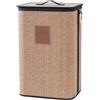 Muzilife Cesto portabiancheria in bambù, 72 l, pieghevole, con coperchio | Cesto portabiancheria stretto in cotone naturale, stabile, con manici, 40 x 30 x 60 cm, marrone scuro