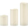 MIJOMA Set di 3 candele LED per esterni, avorio, 3 pezzi, 7,5 x 10 cm, 7,5 x 15 cm, 7,5 x 20 cm, luce bianca calda, timer da 6 ore, funzionamento a batteria, per esterni, giardino, balcone, terrazza