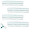 Foonary Set di 4 tergicristalli di ricambio, in microfibra, compatibile con il set di pulizia delle finestre Leifheit, 27,5 x 7 cm, per vetro, specchi, piastrelle, bianco e verde