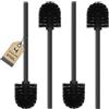 Topsky Scopino Bagno WC con manico in acciaio inox, set di 4 pezzi spazzolone WC, ideale per la pulizia del bagno (Nero2#,7.5cm)
