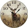 Horienteeon Orologio da parete cervo in una foresta alce, in legno, decorativo, decorativo, in legno, a batteria, al quarzo, silenzioso, per camera da letto, soggiorno, cucina, bar, rotondo, 25,4 cm