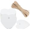 G2PLUS 100 PCS Etichette di Carta Cuore,Tag di Carta Kraft Bianco 5.5x6cm | Targhette Regalo con Cordone di 20m,per San Valentino,Compleanno,Matrimonio