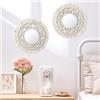 JTOOYS Set di 2 specchi da parete con sospensione in macramè, specchio bohemien, rotondo, tessuto intrecciato, decorazione murale per appartamento, casa, camera dei bambini, camera da letto, soggiorno