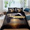 Homemissinggioco Copripiumone Morbido per Bambini, Materasso Nero per Adolescenti, Controller Moderno Chic Oro Nero, Senza Flash Set Copripiumino 200x200cm